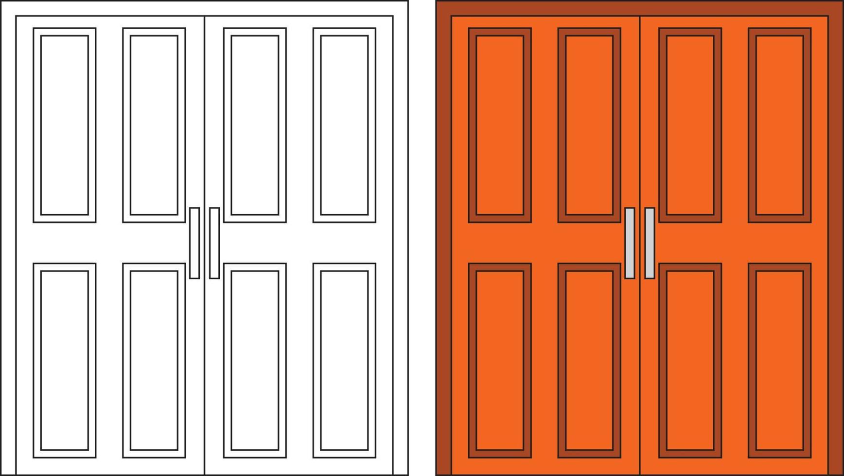 illustratie vectorafbeelding van dubbele deur vooraanzicht geschikt voor uw huisontwerp en thuisposterontwerp op architectonisch werk vector