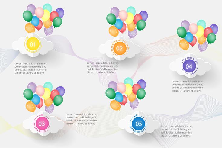 Ontwerpsjabloon Business 5 stappen infographic grafiekelement met plaatsdatum voor presentaties, Vectoreps10. vector