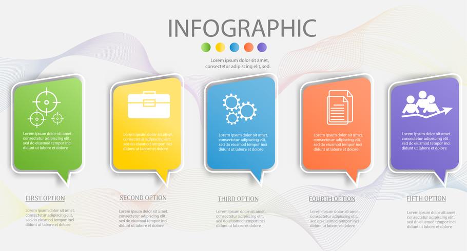 Ontwerpsjabloon Business 5 stappen infographic grafiekelement met plaatsdatum voor presentaties, Vectoreps10. vector