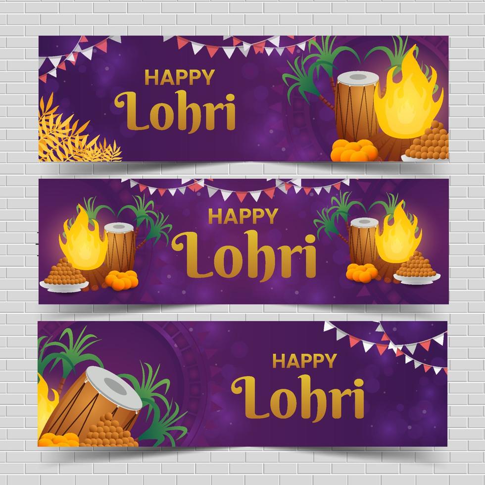 banner set collectie van lohri day vector