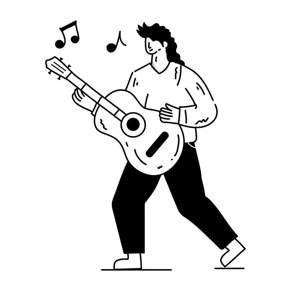 persoon die op muziek danst, met de hand getekende illustratie vector