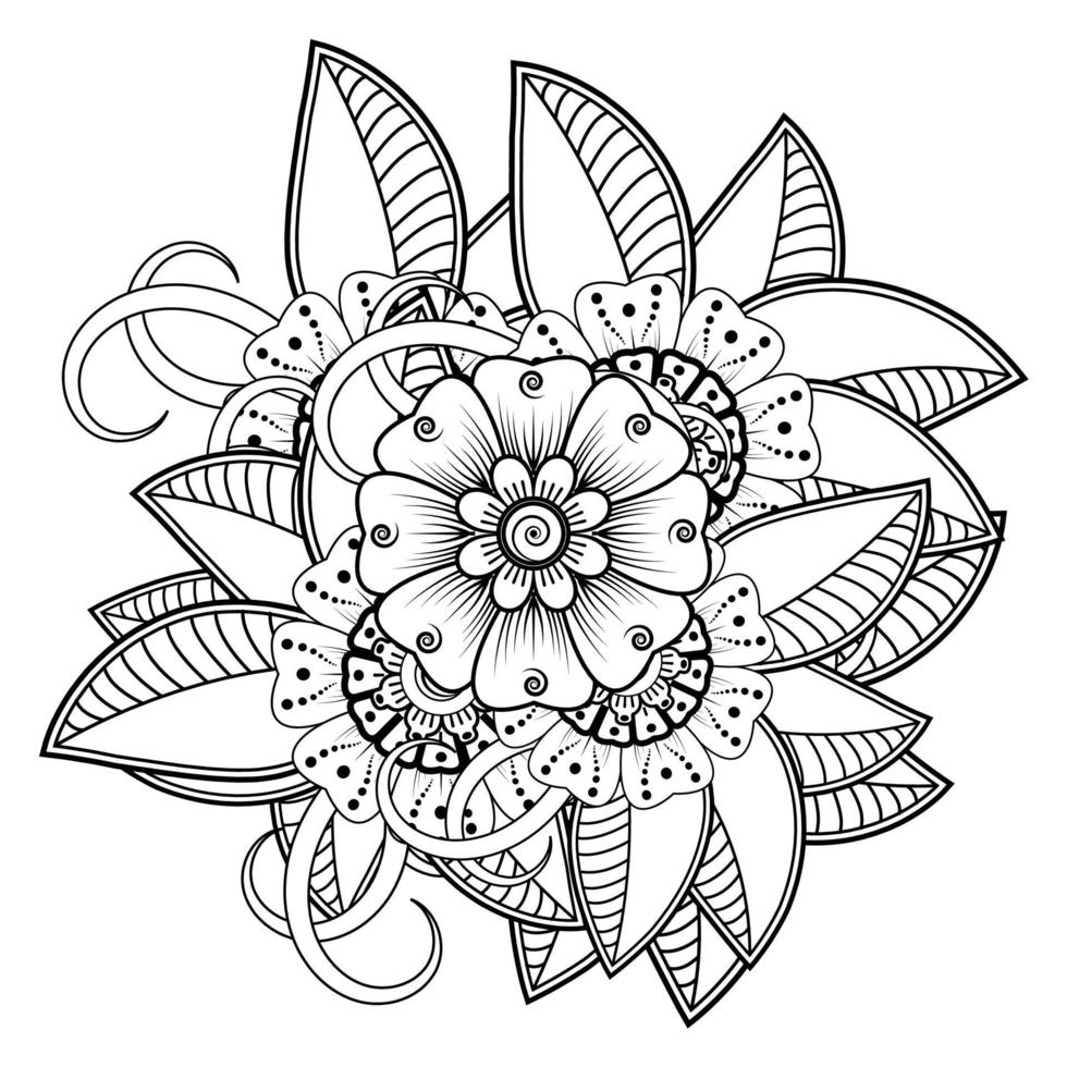 mehndi bloem voor henna, mehndi, tatoeage, decoratie. decoratief ornament in etnische oosterse stijl, doodle ornament, schets hand tekenen. kleurboek pagina. vector