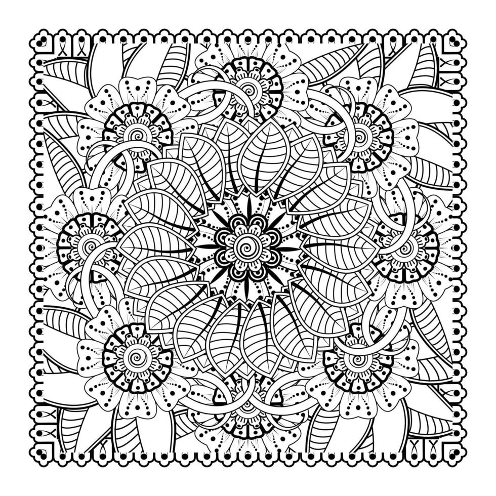 cirkelvormig patroon in de vorm van mandala voor henna, mehndi, tatoeage, decoratie. decoratief ornament in etnische oosterse stijl. kleurboek pagina. vector