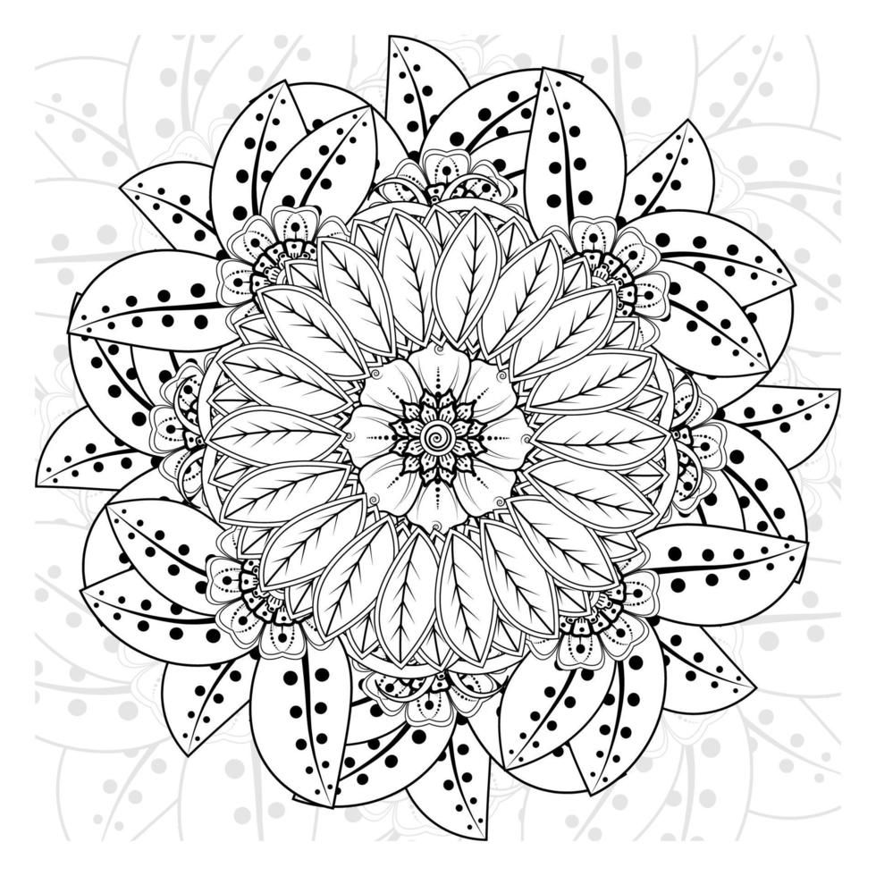 cirkelvormig patroon in de vorm van mandala voor henna, mehndi, tatoeage, decoratie. decoratief ornament in etnische oosterse stijl. kleurboek pagina. vector