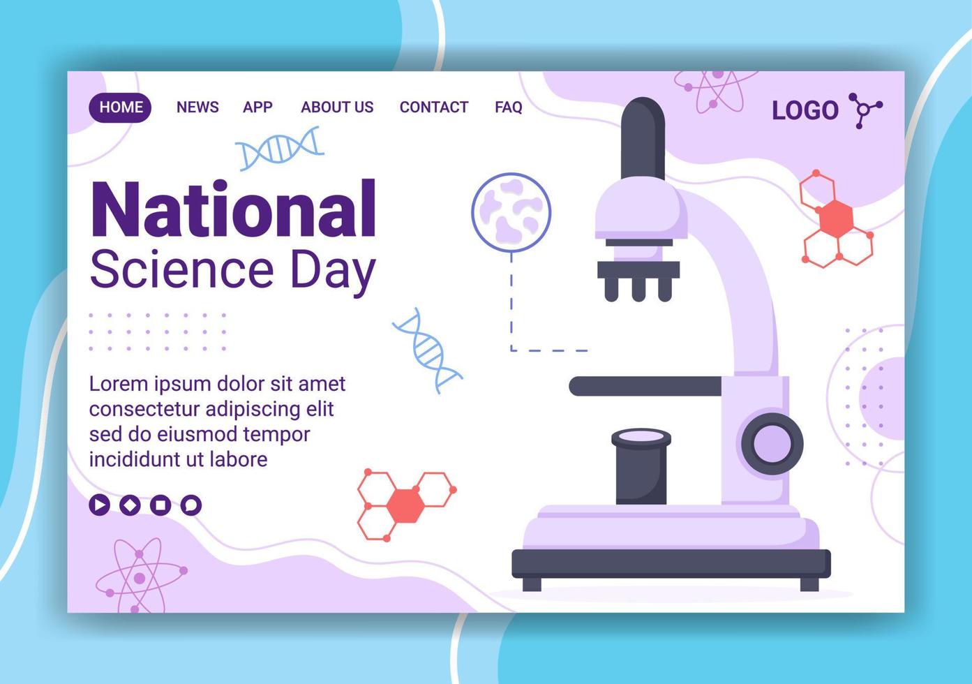 nationale wetenschapsdag bestemmingspagina sjabloon platte ontwerp illustratie bewerkbaar van vierkante achtergrond geschikt voor sociale media of wenskaart vector