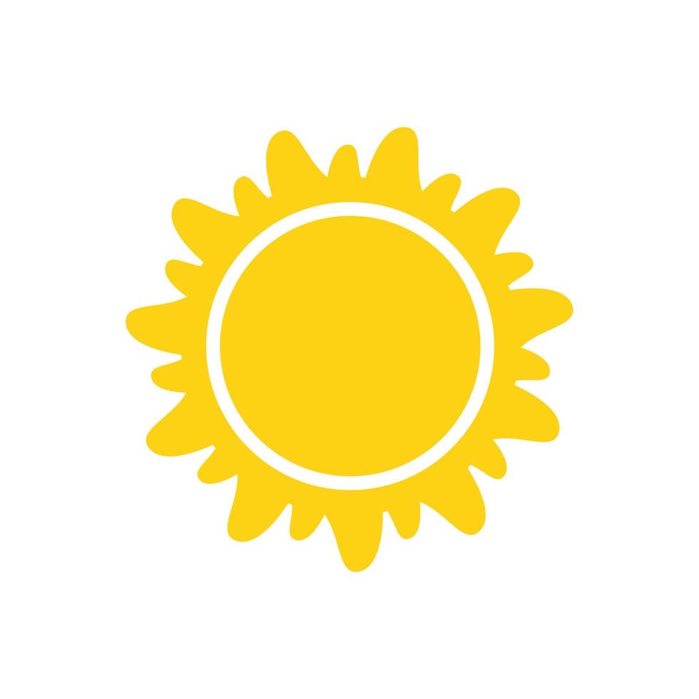 vector cartoon gele zon schijnt lichtstralen om de zomer te verwarmen.