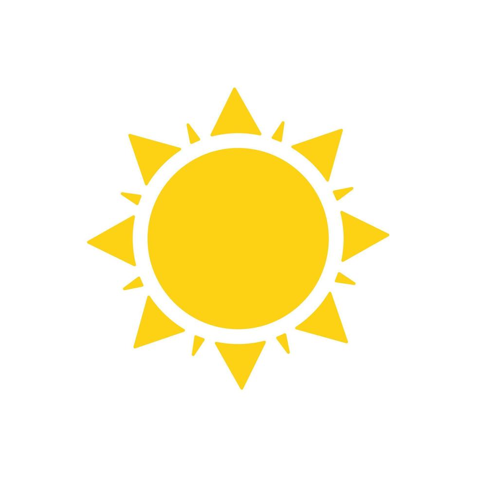 vector cartoon gele zon schijnt lichtstralen om de zomer te verwarmen.