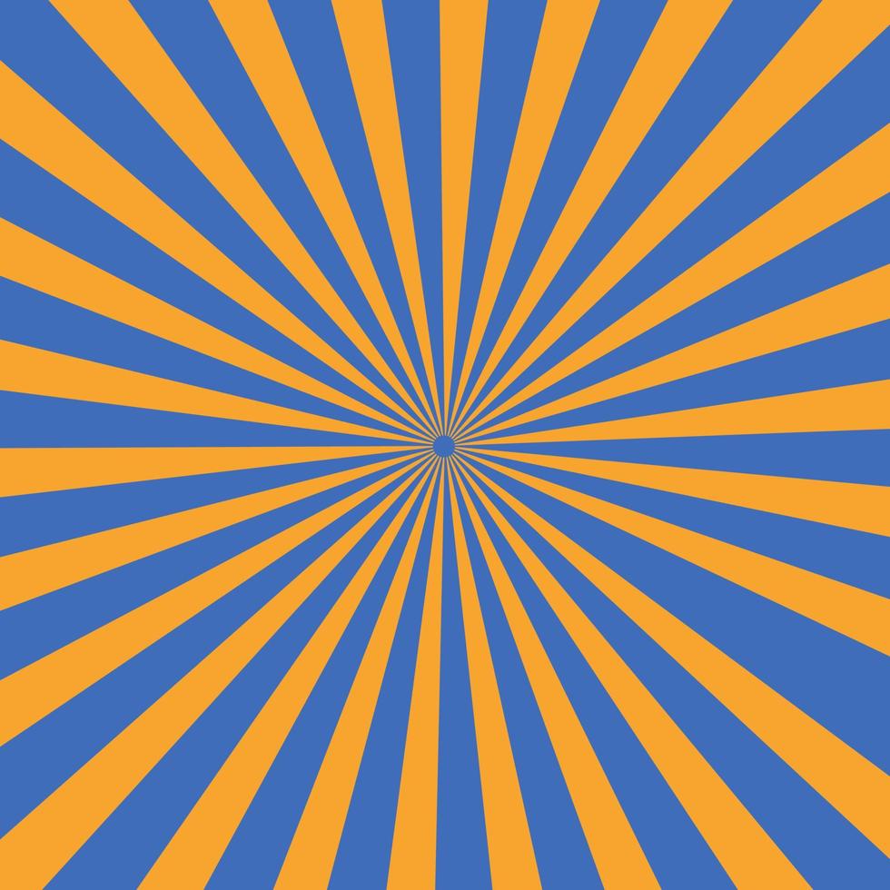 oranje blauwe retro zonnestraal zonne-achtergrond vector