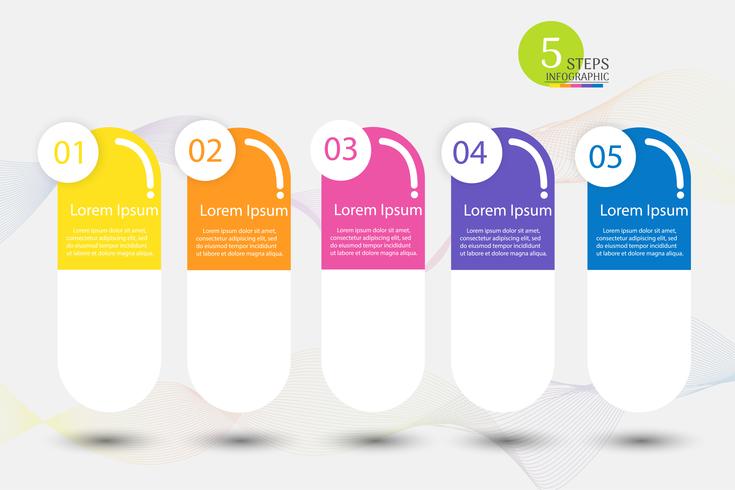 Ontwerpsjabloon Business 5 stappen infographic grafiekelement met plaatsdatum voor presentaties, Vectoreps10. vector