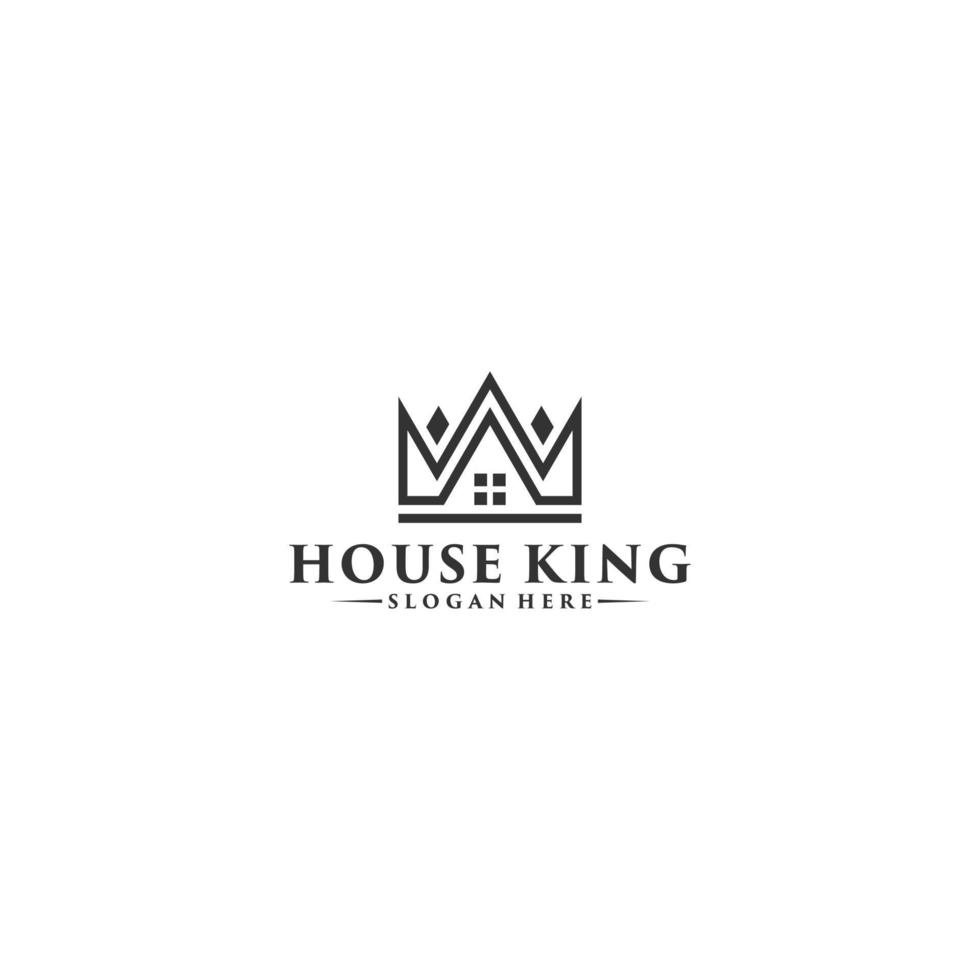 koning van het huis-logo door kroon en huis te combineren vector