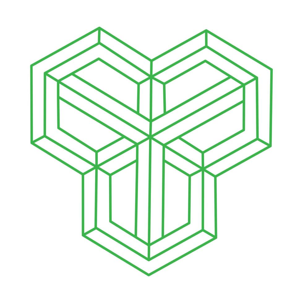 optische illusie vormen. optische kunstvoorwerpen. onmogelijke cijfers. logo. geometrie. vector