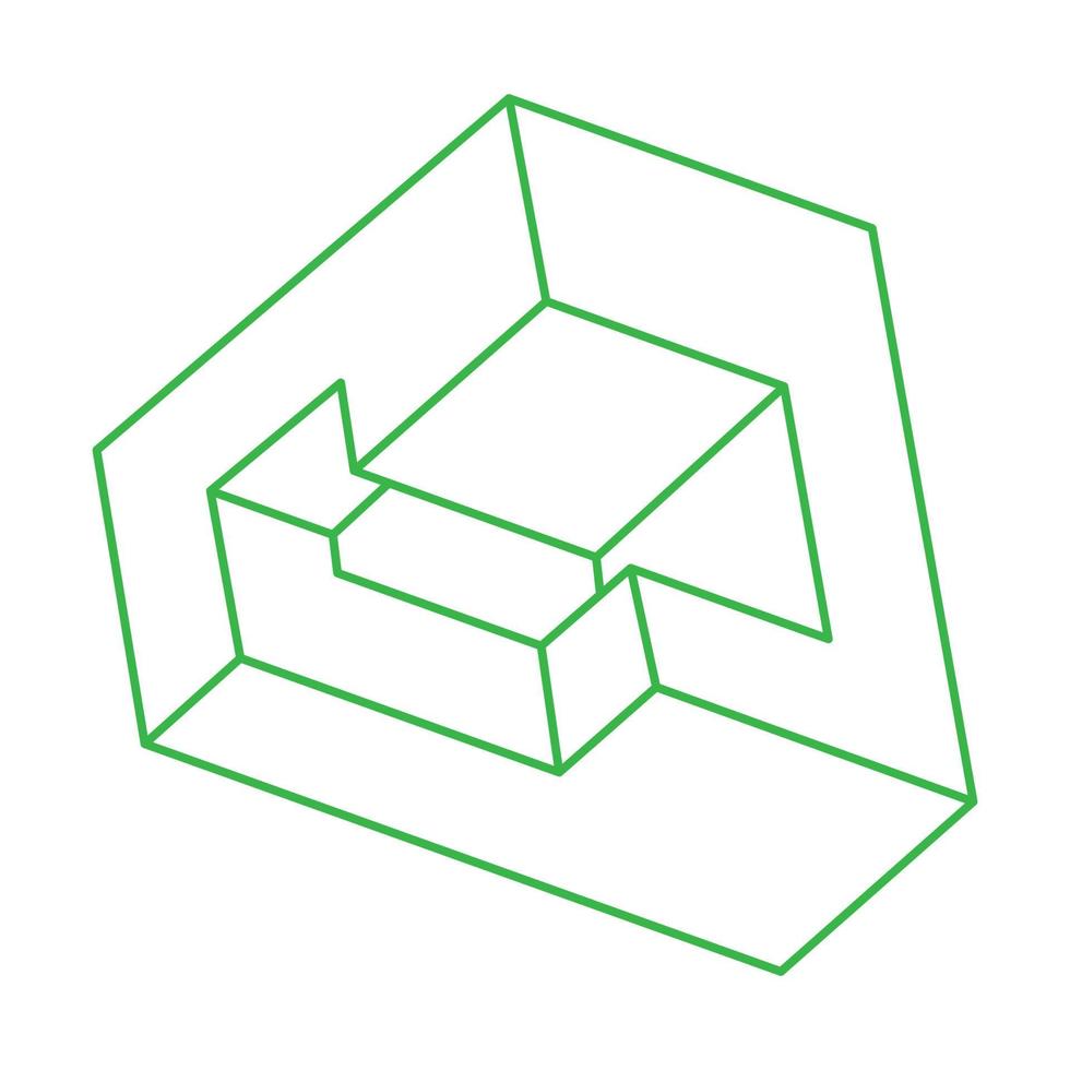 onmogelijke vorm. heilige geometrie. optische illusie figuur. abstracte eeuwige geometrische objecten. onmogelijke eindeloze omtrekvormen. op kunst. onmogelijke geometrie vorm op een witte achtergrond. lijn kunst. vector