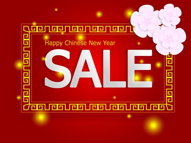 gelukkige Chinese nieuwe jaarverkoop op rode achtergrond vector