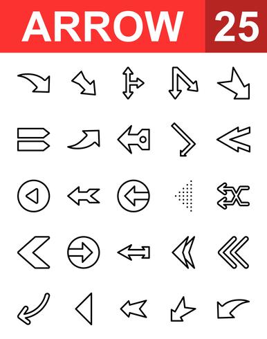 25 Pijllijnpictogram vector