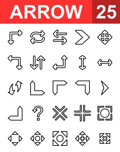 25 Pijllijnpictogram vector