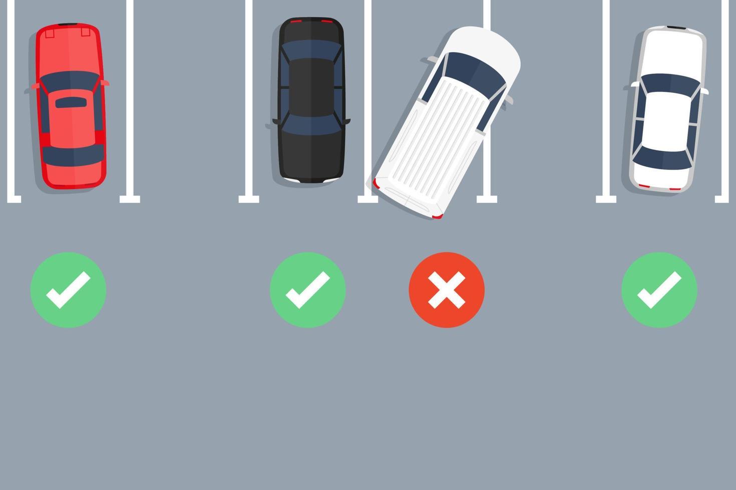 slecht parkeren. verkeerd geparkeerde auto illustratie. vector bovenaanzicht