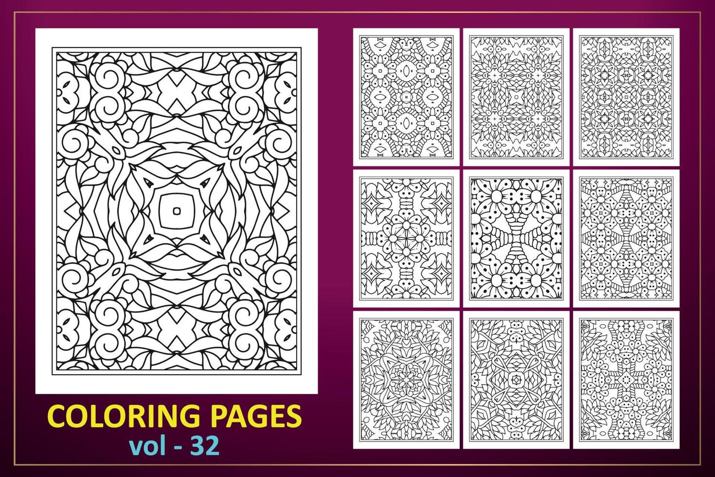 mandala kleurplaat kdp interieur. kleurplaat mandala achtergrond. oosters patroon, vectorillustratie. islam, arabisch, indiaan, mandala kleurplaat pagina-achtergrond. vector