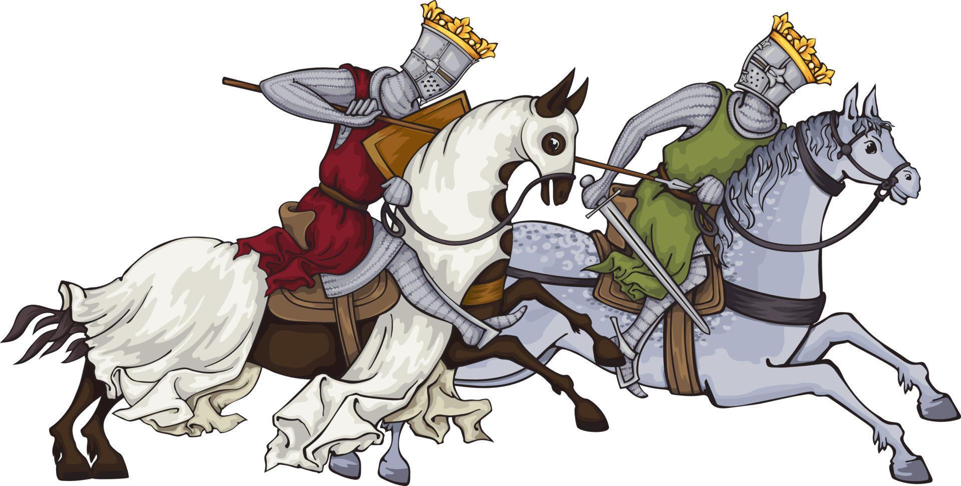 middeleeuwse ridder .king.rider in maliënpantser te paard. vector