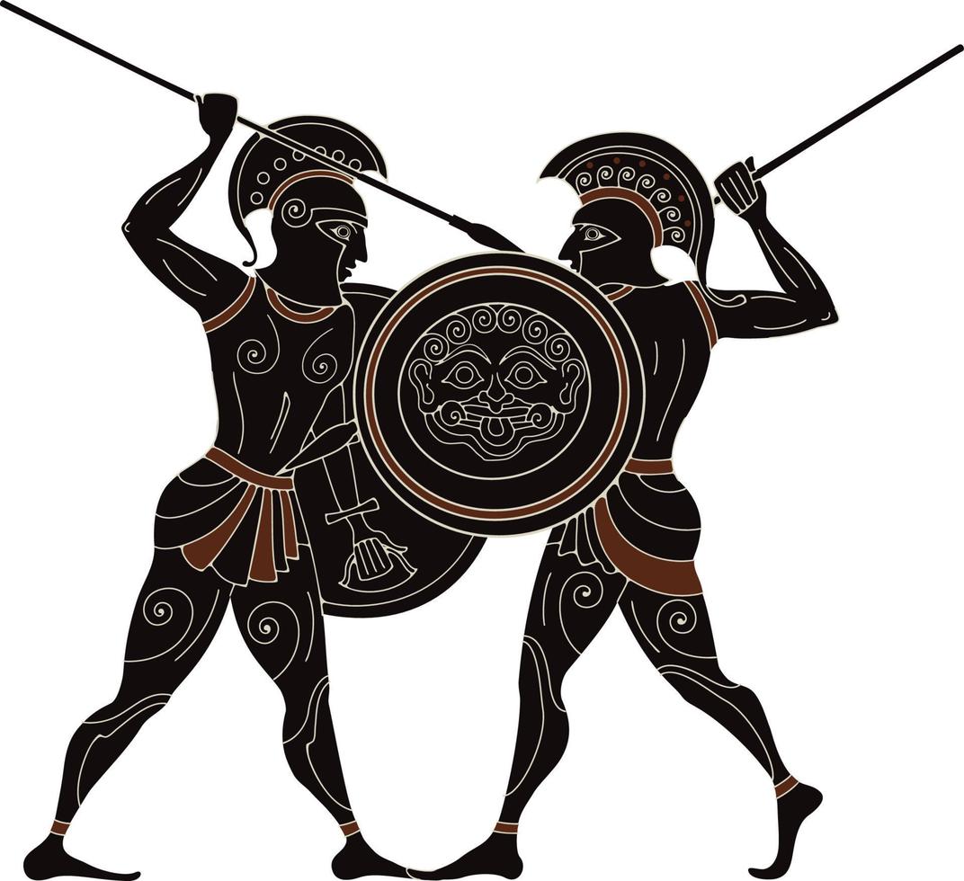 oude Griekenland warrior.black figuur aardewerk.ancient Griekse scène banner. vector