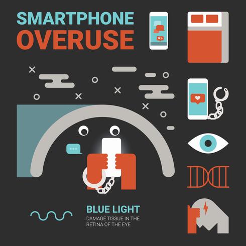 Overmatig gebruik van smartphones vector