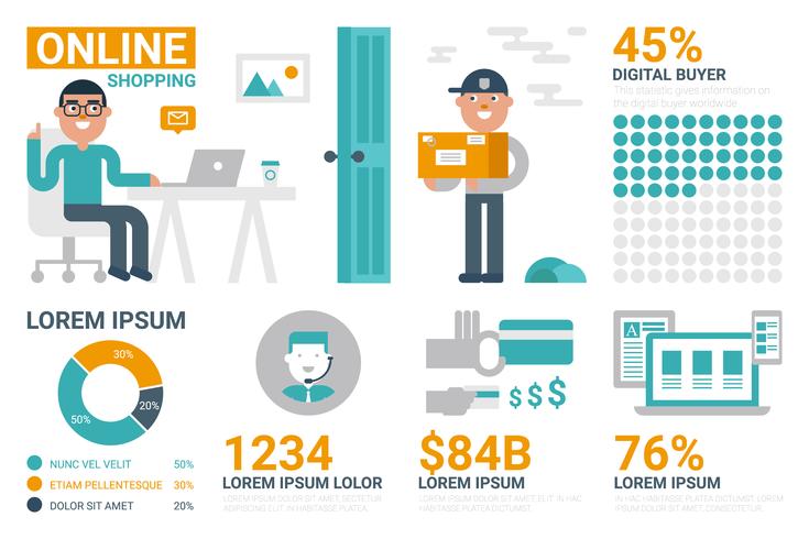 Online infographic winkelen vector