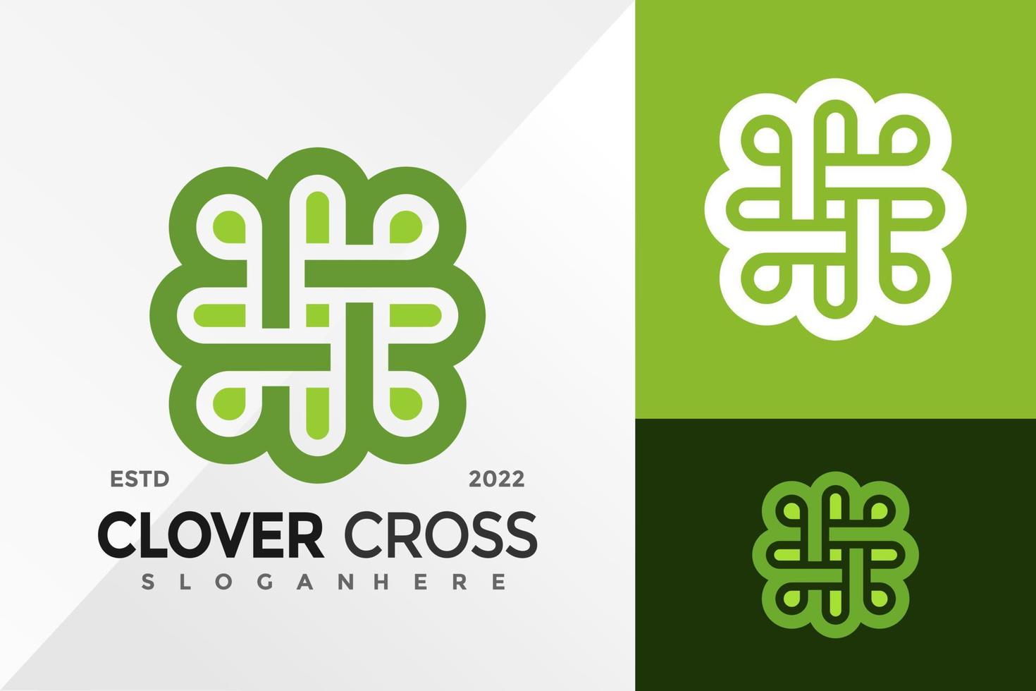 Keltische klaver kruis logo ontwerp vector illustratie sjabloon