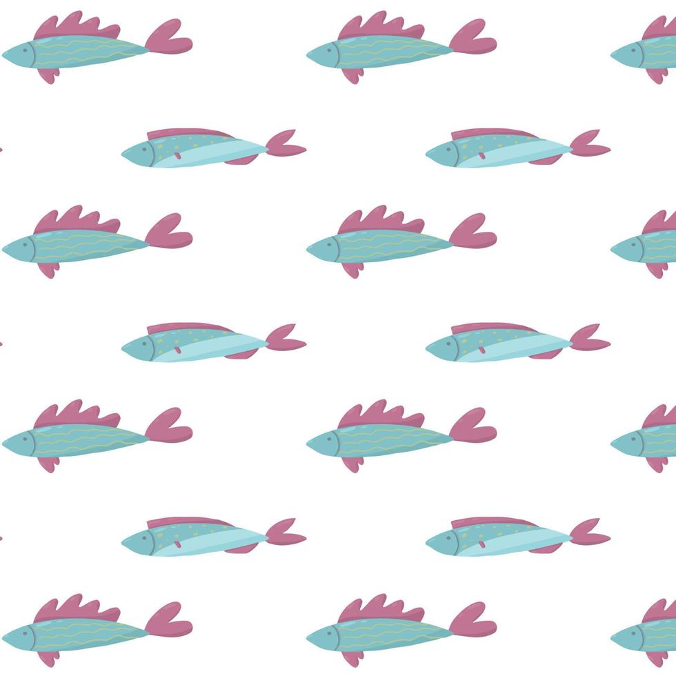 kinderen handgetekende naadloze patroon met vissen. patroon met schattige vissen. het patroon is geschikt voor prints, inpakpapier en banners. vector