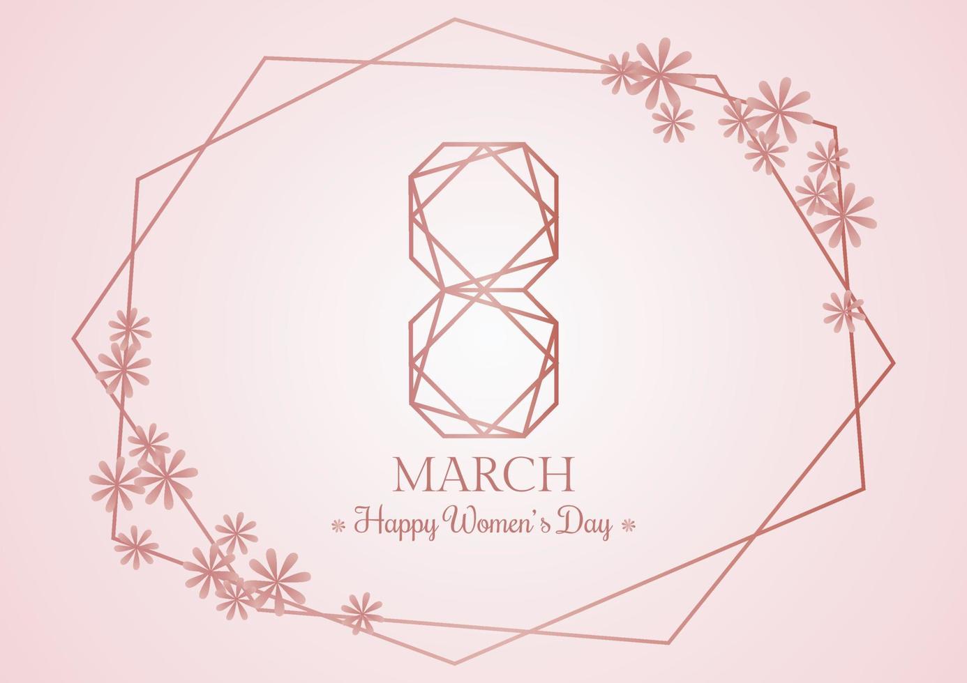 gelukkige vrouwendag 8 maart met roze bloemachtergrondmalplaatje voor internationale vrouwendag. vectorillustratie. vector