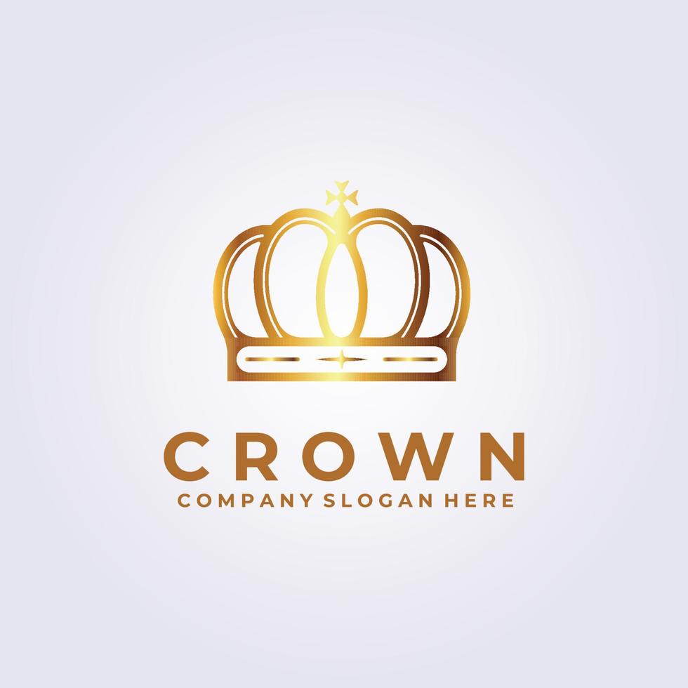 metalen gouden kroon luxe logo vector illustratie ontwerp, geïsoleerde kroon
