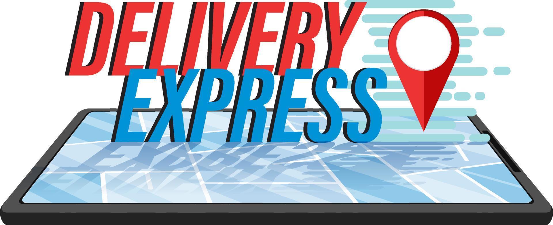 levering express-logo met locatiepin op smartphone vector