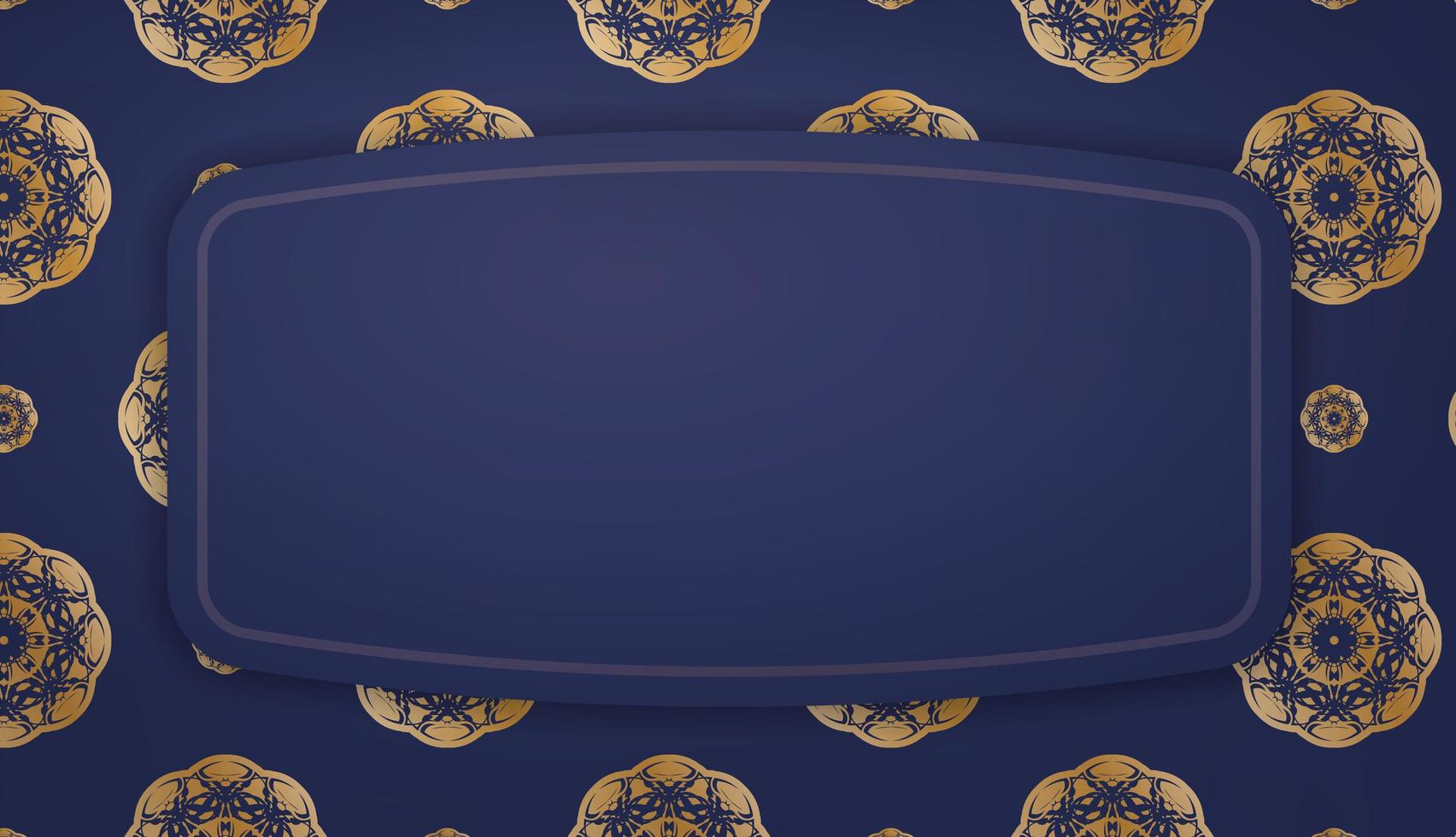 baner van donkerblauwe kleur met mandala gouden ornament voor ontwerp onder uw logo vector