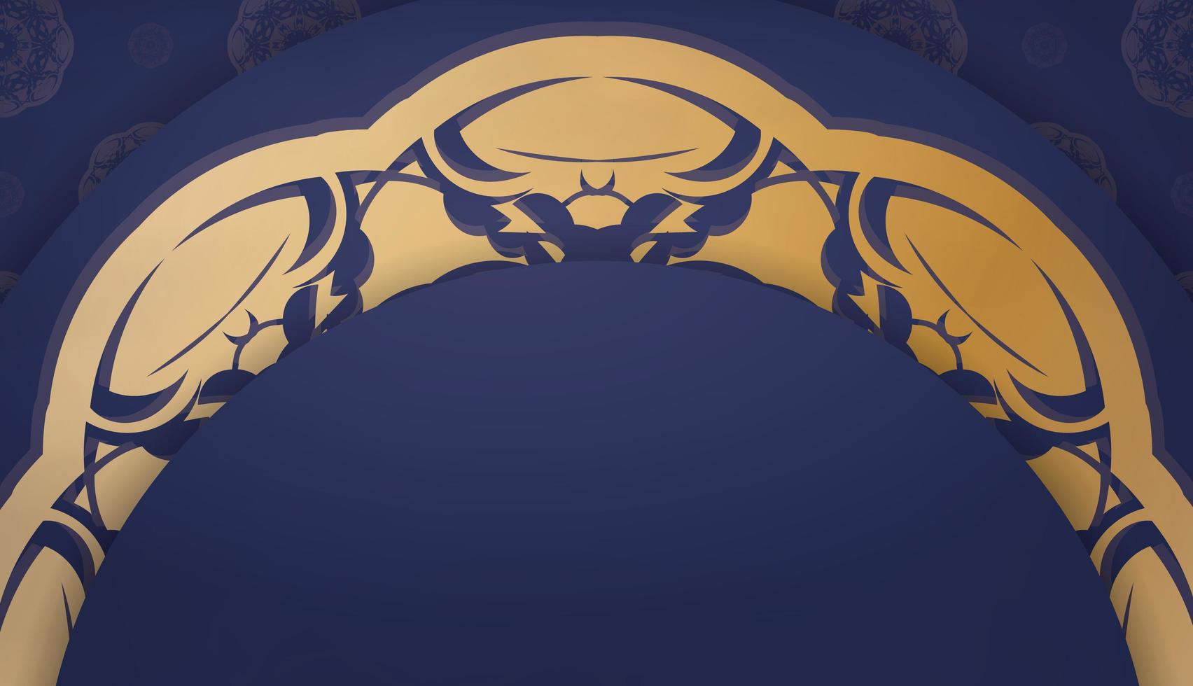 donkerblauwe banner met vintage gouden patroon en ruimte voor uw logo vector