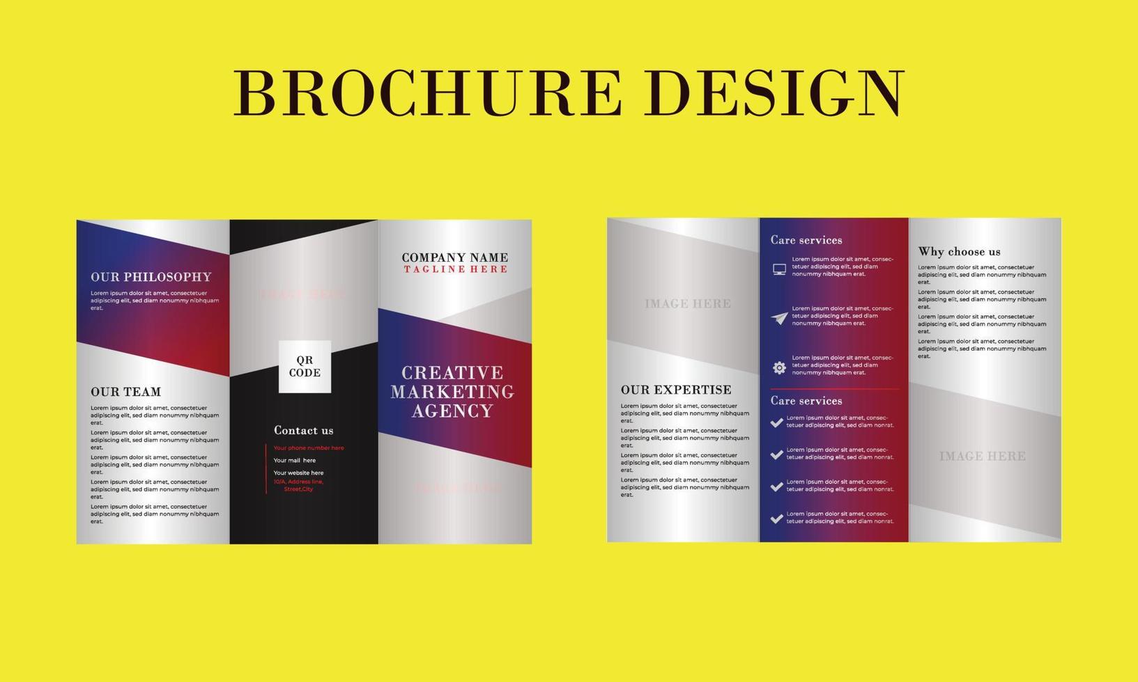 print creatief marketingbureau driebladige brochureontwerp vector