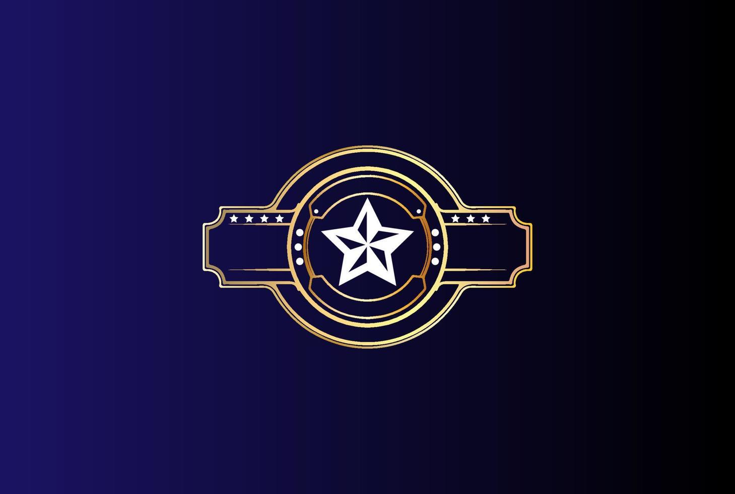 vintage gouden ster voor vechtkampioen riem logo ontwerp vector