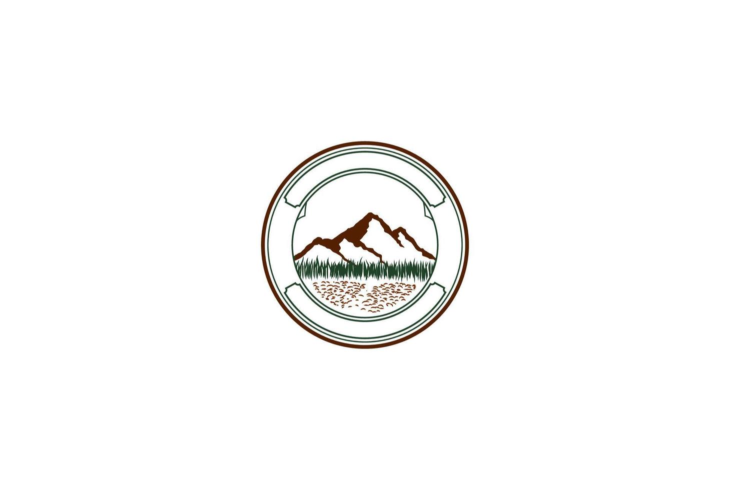 tarwe maïs rijst boerderij met berg badge embleem label logo ontwerp vector