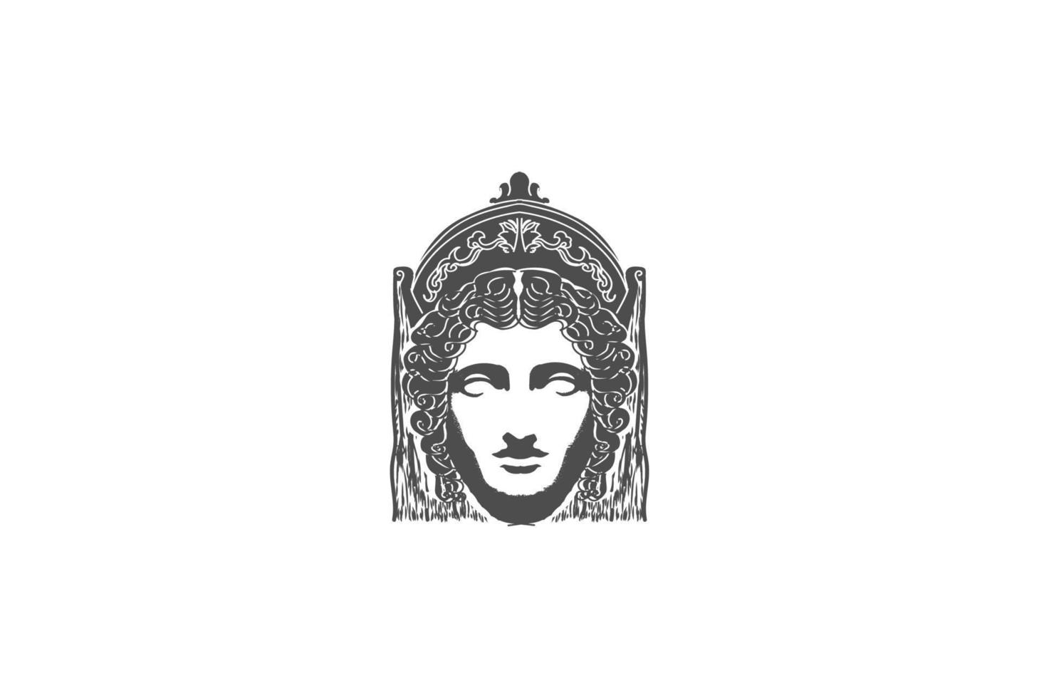 schoonheid grieks romeinse mythe vrouw god godin hoofd beeldhouwkunst logo ontwerp vector