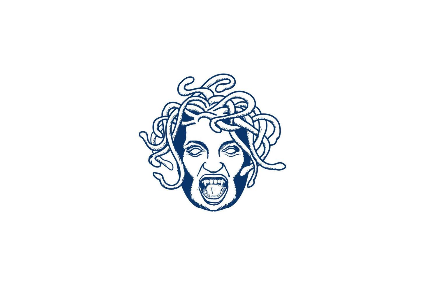 medusa het Griekse godin hoofd gezicht met slangenhaar logo ontwerp vector