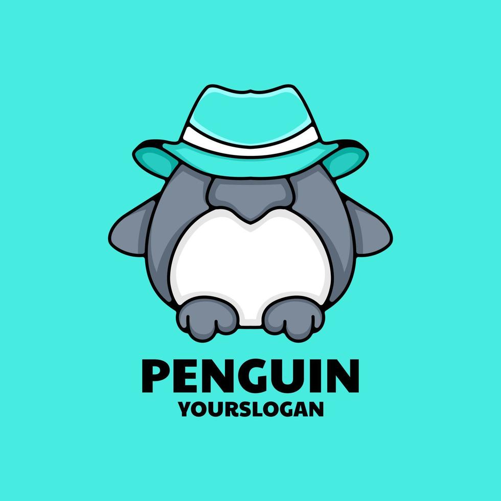 schattig pinguïnlogo met een hoed vector