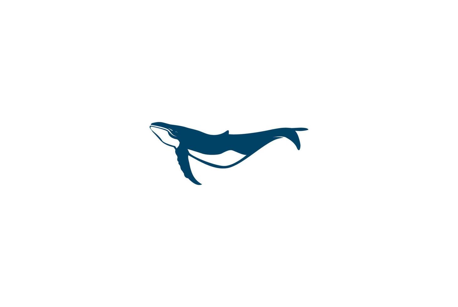 eenvoudige minimalistische blauwe zwemmende bultrugwalvis logo ontwerp vector