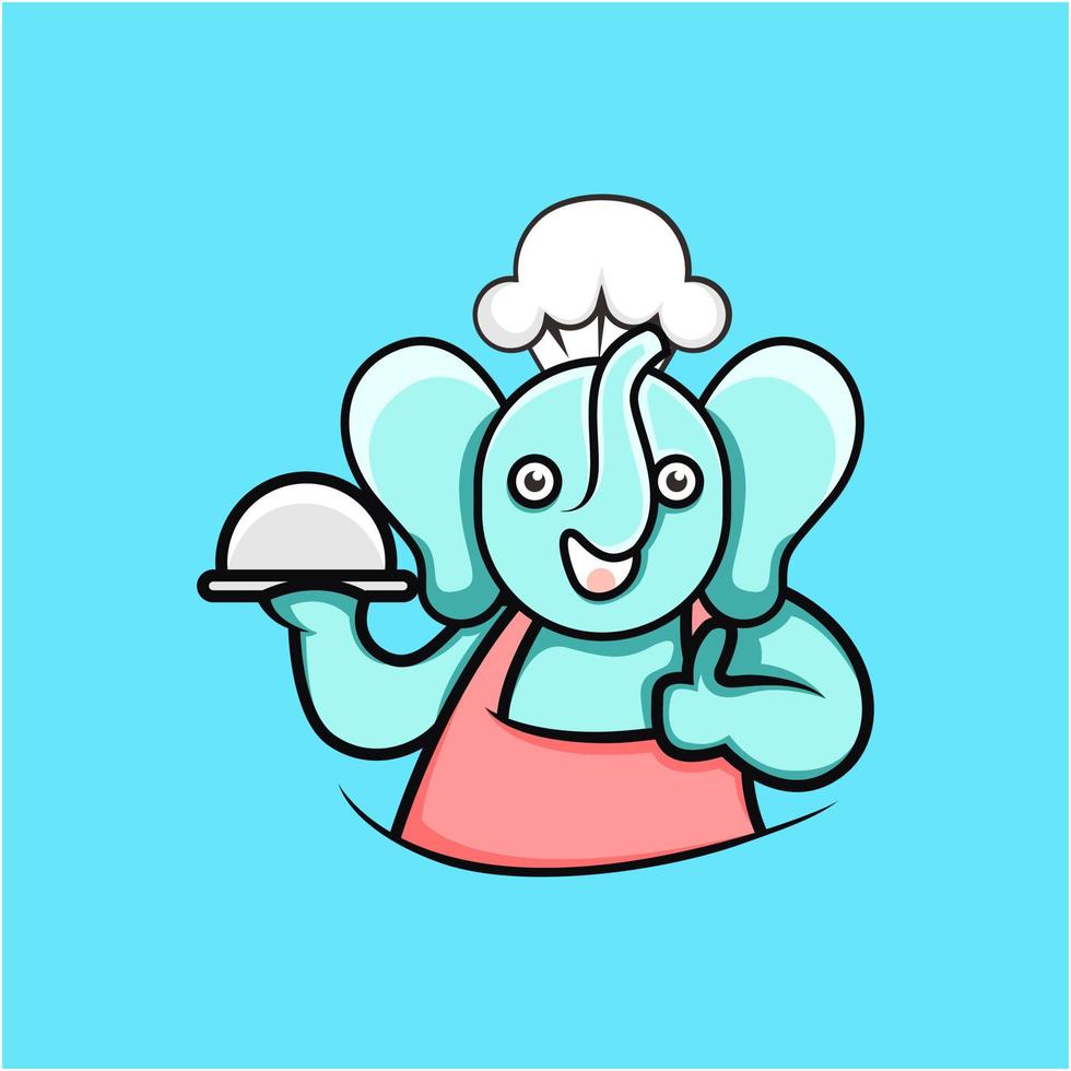 olifant chef schattig logo vector