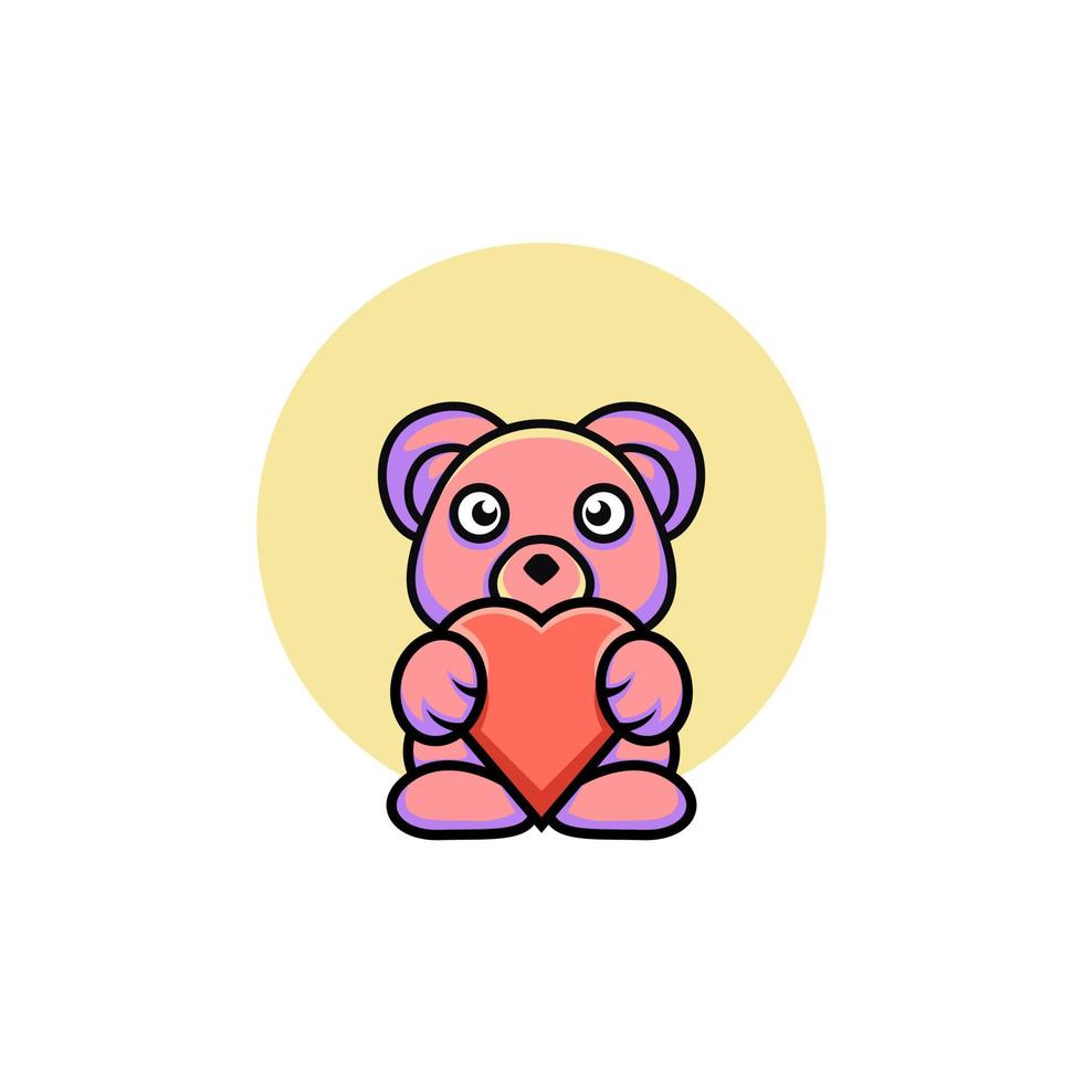 schattige beer liefde logo ontwerp vector