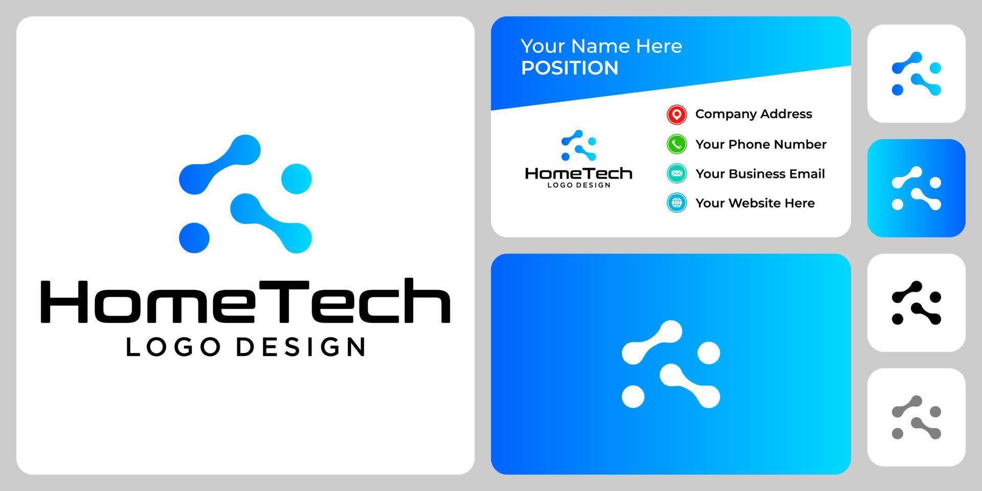 huis en technologie logo-ontwerp met sjabloon voor visitekaartjes. vector