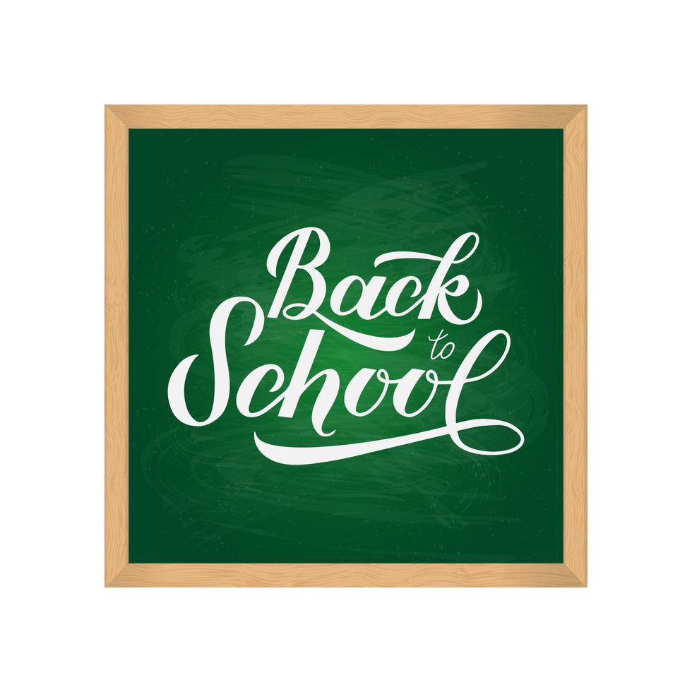 groene schoolbord met houten frame geïsoleerd op wit. terug naar school thema. gemakkelijk te bewerken vectorsjabloon voor typografieposter, logo-ontwerp, banner, flyer, teken, wenskaart, ansichtkaart, enz. vector