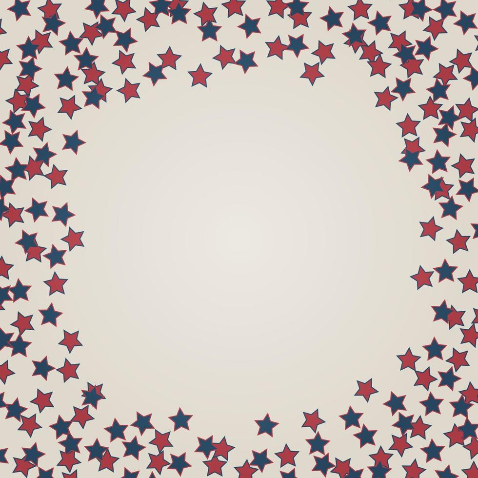 Verenigde Staten Onafhankelijkheidsdag 4 juli of herdenkingsdag achtergrond. retro vectorillustratie in de kleuren van de Amerikaanse vlag. frame van confetti sterren met ruimte voor tekst. vector