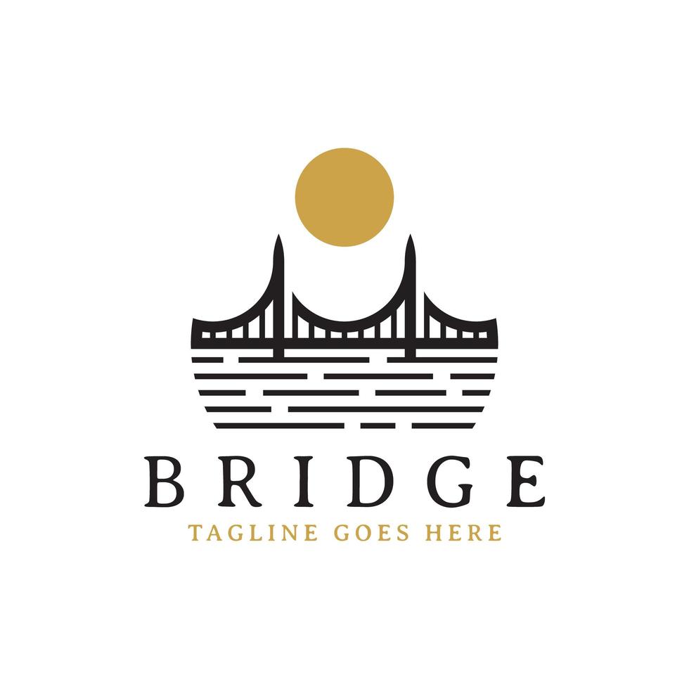 brug vintage stijl logo ontwerp vector