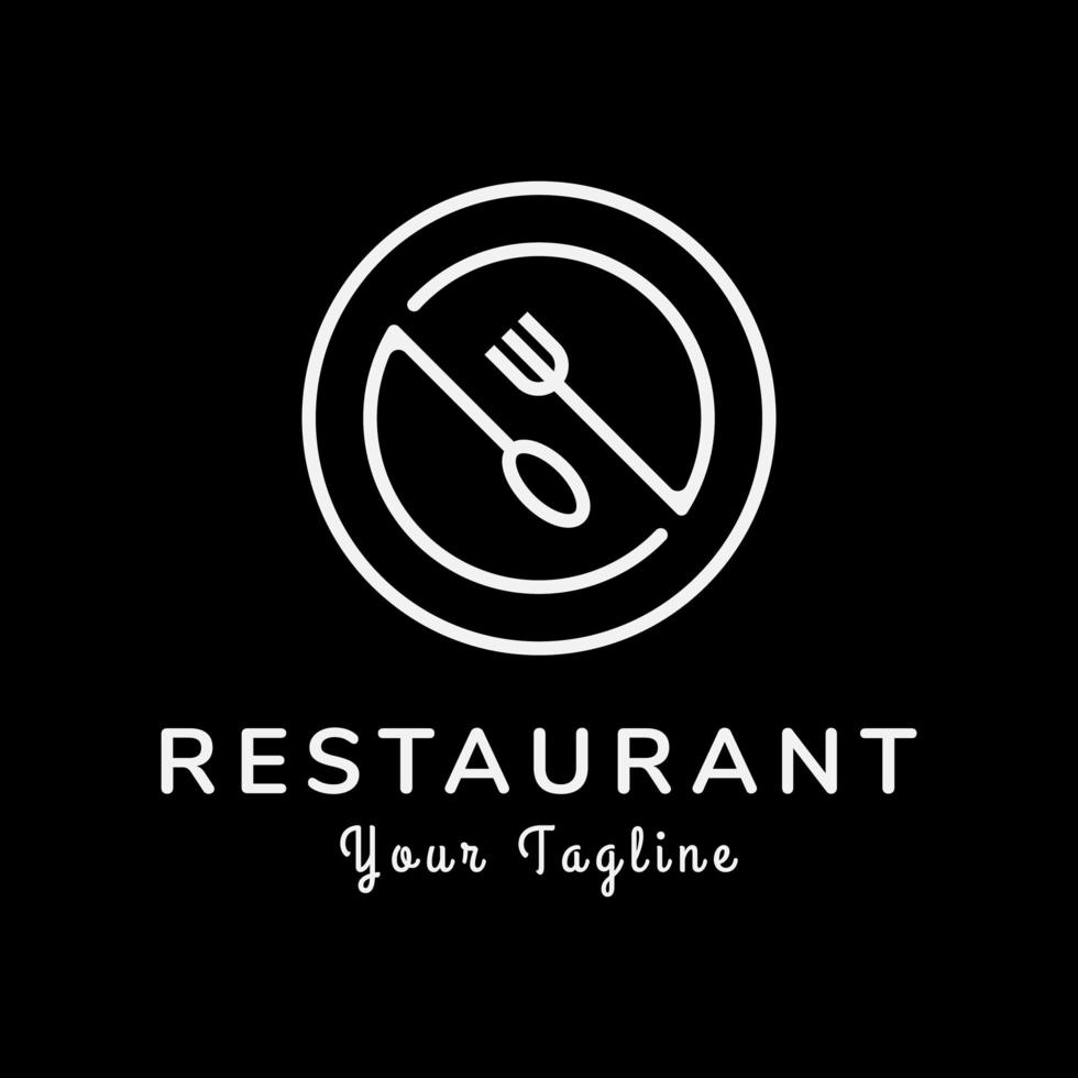 vork, lepel en bord logo-ontwerp. voedsel of restaurant logo. vector