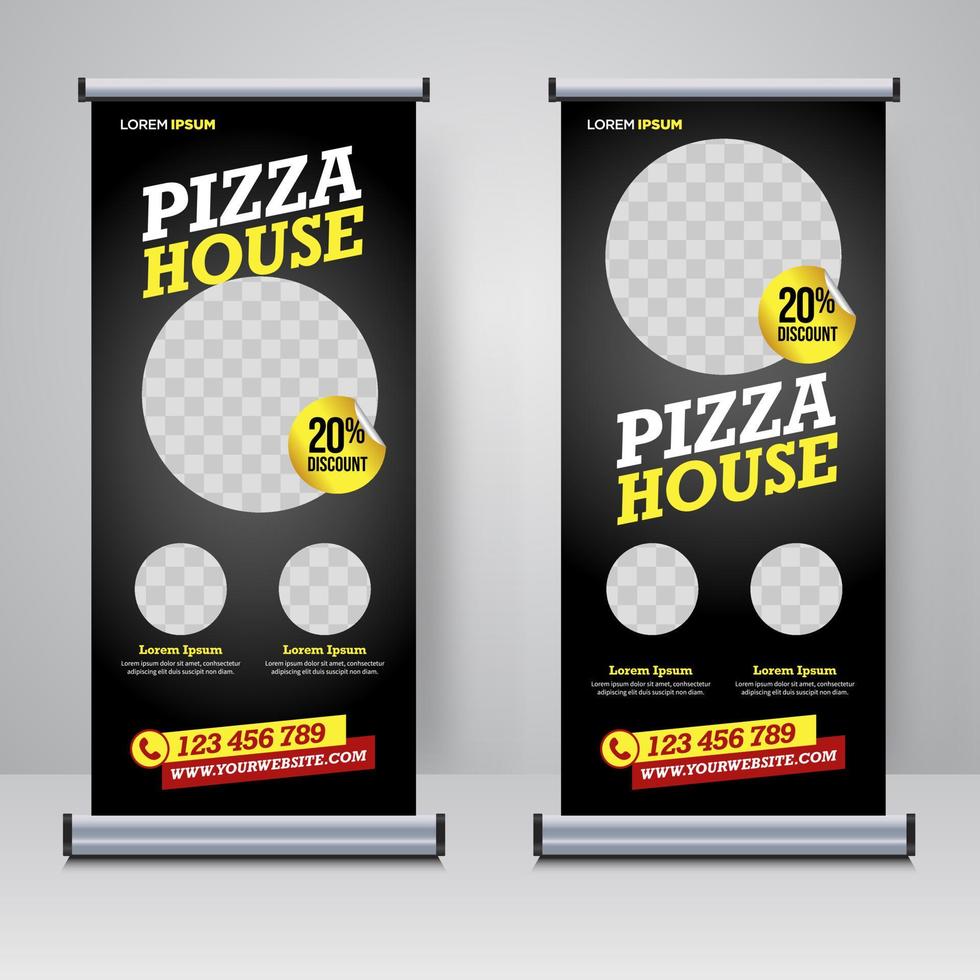 eten en restaurant roll-up banner ontwerpsjabloon vector