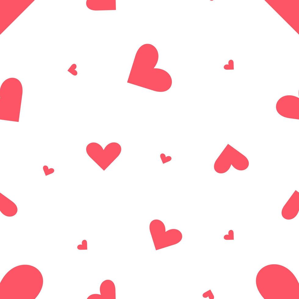 vector naadloos patroon. eenvoudige herhalende textuur met chaotische harten. roze harten