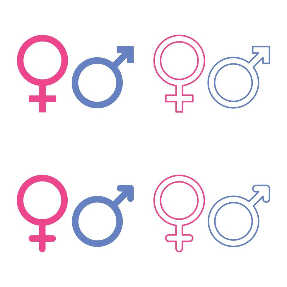 set van mannelijke en vrouwelijke kleur symboolpictogram. vector