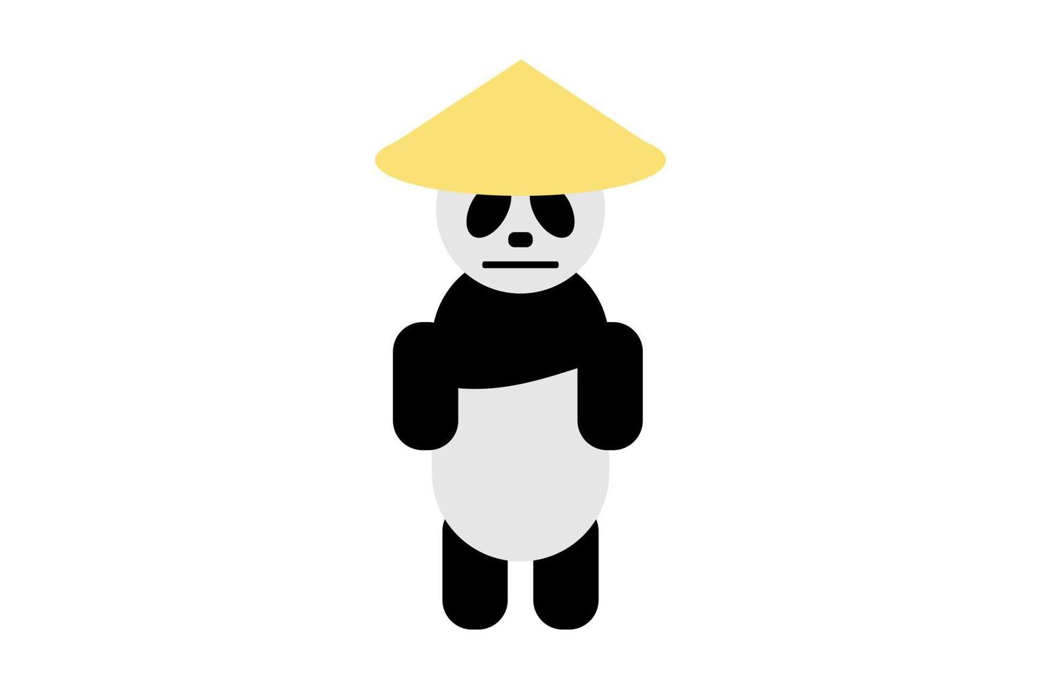 cartoon panda met een bamboe hoed vector